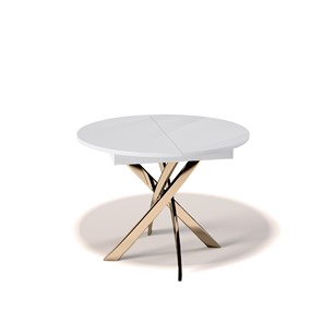 Кухонный круглый стол Kenner R1100 (Золото/Белое/Стекло белое глянец) в Миассе