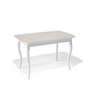 Кухонный раскладной стол Kenner 1200C (Белый/Стекло крем сатин) в Копейске