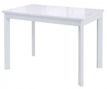 Кухонный раздвижной стол Dikline Ls110, стекло белое/ножки белые в Миассе