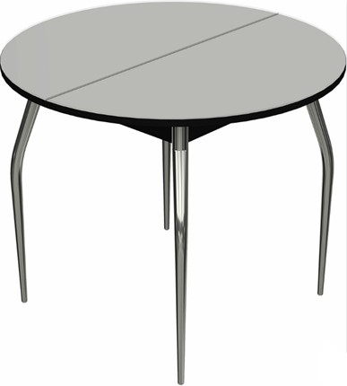 Кухонный раздвижной стол Ривьера исп. круг хром №5 (стекло белое/черный) в Миассе - изображение