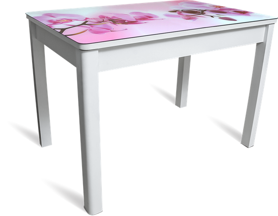 Кухонный стол Айсберг-4 СТФ белое/орхидея/массив в Челябинске - изображение