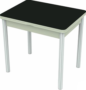Кухонный раскладной стол Бари хром №6 (стекло черное/белый) в Миассе