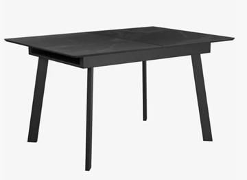 Стеклянный обеденный стол раздвижной  DikLine SFH125 стекло Оптивайт Черный мрамор/подстолье черное в Копейске