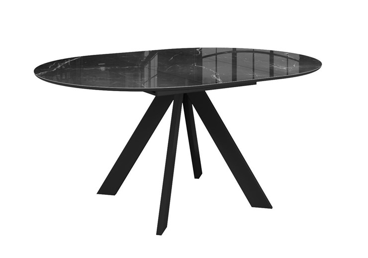 Стол раздвижной DikLine SFC110 d1100 стекло Оптивайт Черный мрамор/подстолье черное/опоры черные в Челябинске - изображение 10