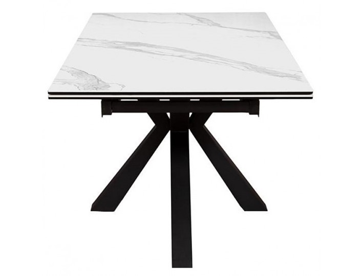 Стол раздвижной DikLine SFE140 Керамика Белый мрамор/подстолье черное/опоры черные (2 уп.) в Челябинске - изображение 2