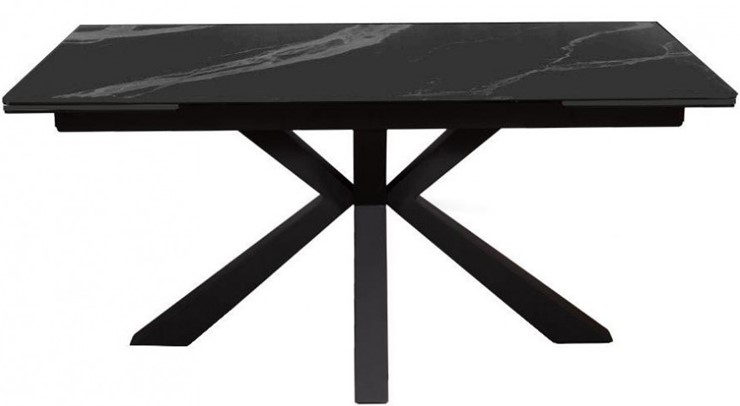 Стол обеденный раздвижной DikLine SFE140 Керамика Черный мрамор/подстолье черное/опоры черные (2 уп.) в Челябинске - изображение 1