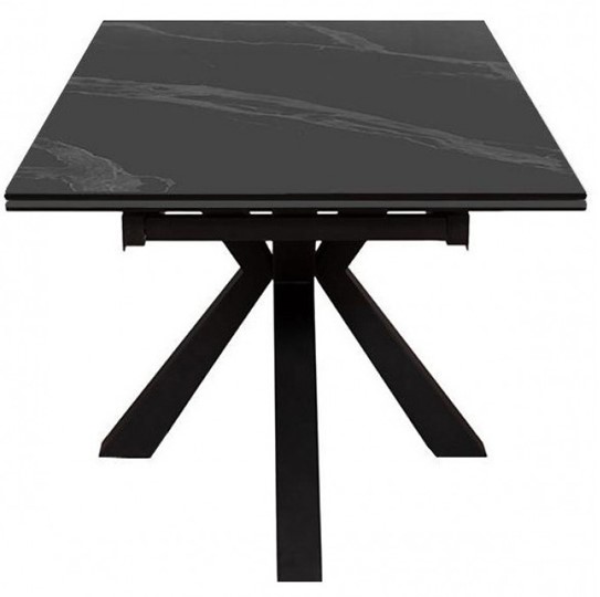 Стол обеденный раздвижной DikLine SFE140 Керамика Черный мрамор/подстолье черное/опоры черные (2 уп.) в Челябинске - изображение 2