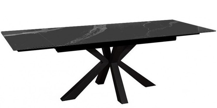 Стол обеденный раздвижной DikLine SFE140 Керамика Черный мрамор/подстолье черное/опоры черные (2 уп.) в Челябинске - изображение 3
