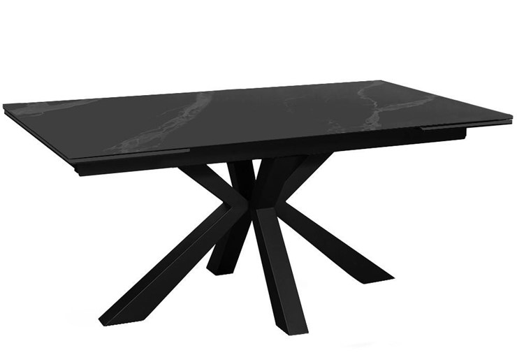 Стол обеденный раздвижной DikLine SFE160 Керамика Черный мрамор/подстолье черное/опоры черные (2 уп.) в Челябинске - изображение 1