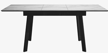 Стол обеденный раздвижной DikLine SFH125 стекло Оптивайт Белый мрамор/подстолье черное в Миассе - предосмотр 4