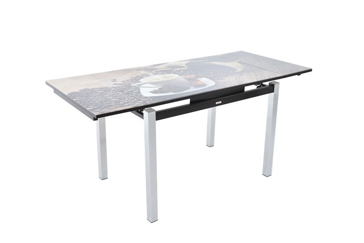 Кухонный стол раздвижной Шанхай исп. 1, ноги метал. крашеные №21 Фотопечать (Мрамор №28) в Миассе - изображение 4