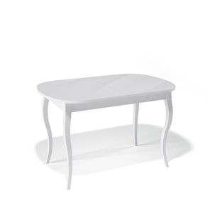 Кухонный стол раскладной Kenner 1300C (Белый/Стекло белое глянец) в Миассе