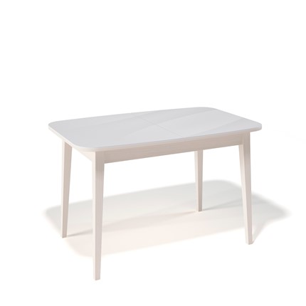Кухонный раскладной стол Kenner 1200M (Крем/Стекло белое глянец) в Миассе - изображение