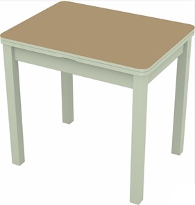 Кухонный раскладной стол Бари дерево №8 (стекло капучино/белый) в Миассе