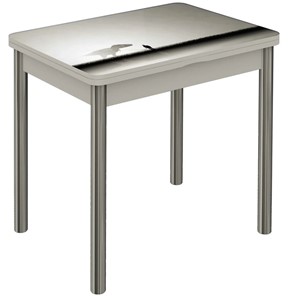 Кухонный стол раздвижной Бари хром №6 (Exclusive h182/белый) в Миассе
