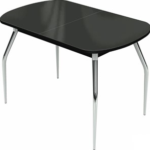 Обеденный раздвижной стол Ривьера исп.2 хром №5 (стекло черное/черный) в Миассе