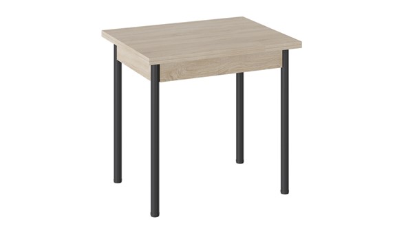 Кухонный раскладной стол Родос тип 2 с опорой d40 (Черный муар/Дуб Сонома) в Миассе - изображение