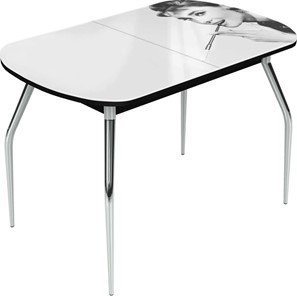 Кухонный раскладной стол Ривьера исп.2 хром №5 (Exclusive h111/черный) в Миассе