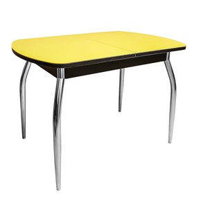 Кухонный раскладной стол ПГ мини СТ2, венге/желтое стекло/35 хром гнутые металл в Копейске