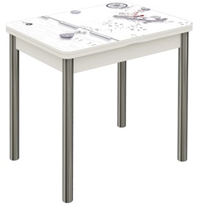Обеденный раздвижной стол Бари хром №6 (Exclusive h174/белый) в Миассе