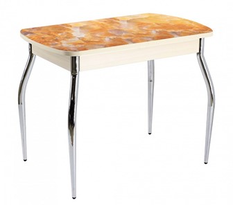 Кухонный раскладной стол ПГ-07 СТФ, дуб молочный лдсп/оникс/35 хром гнутые в Златоусте