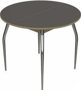 Обеденный раздвижной стол Ривьера исп. круг хром №5 (стекло коричневое/дуб выбеленный) в Миассе
