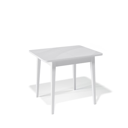 Кухонный стол раскладной Kenner 900M (Белый/Стекло белое глянец) в Магнитогорске - изображение
