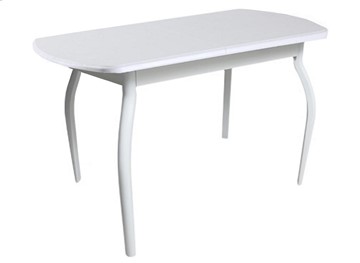 Обеденный стол ПГ-04 ЛДСП, белый ЛДСП/32 гнутые крашеные металл белый в Копейске