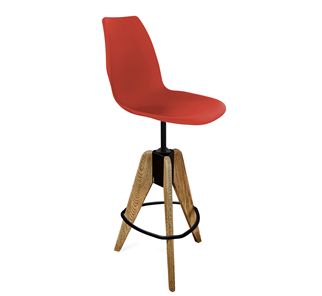 Барный стул SHT-ST29/S92 (красный ral 3020/брашированный коричневый/черный муар) в Миассе