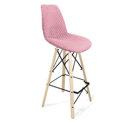Барный стул SHT-ST29-С22 / SHT-S80 (розовый зефир/прозрачный лак/черный) в Челябинске - изображение