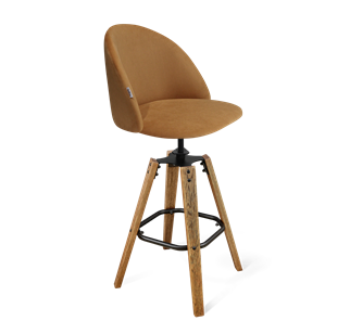 Барный стул SHT-ST35 / SHT-S93 (горчичный/браш.коричневый/черный муар) в Копейске
