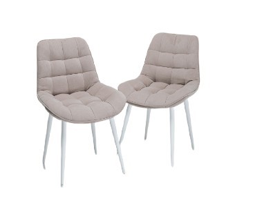 Комплект из 2-х обеденных стульев Комфорт бежевый белые ножки в Челябинске - изображение