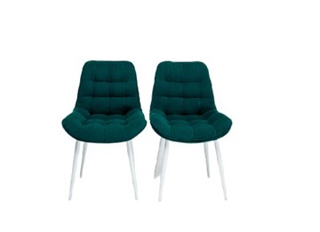 Комплект из 2-х обеденных стульев Комфорт изумрудный белые ножки в Магнитогорске