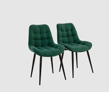Комплект из 2-х обеденных стульев Комфорт изумрудный черные ножки в Магнитогорске