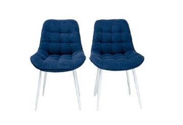Комплект из 2-х обеденных стульев Комфорт синий белые ножки в Челябинске