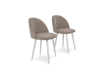 Комплект из 2-х  мягких стульев для кухни Лайт бежевый белые ножки в Челябинске - предосмотр