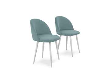 Комплект из 2-х  мягких стульев для кухни Лайт мятный белые ножки в Миассе