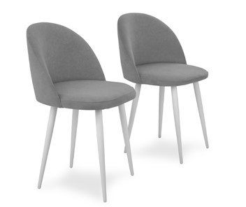 Комплект из 2-х  мягких стульев для кухни Лайт серый белые ножки в Магнитогорске