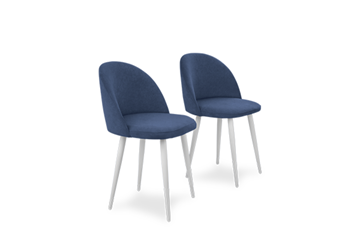 Комплект из 2-х  мягких стульев для кухни Лайт синий белые ножки в Челябинске