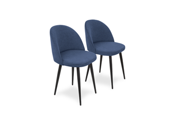 Комплект из 2-х  мягких стульев для кухни Лайт синий черные ножки в Магнитогорске