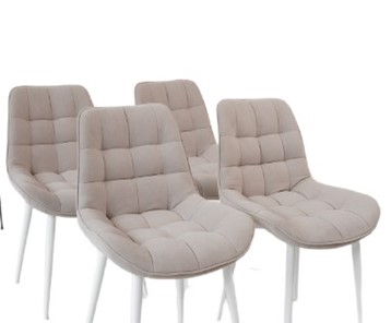 Комплект из 4-х обеденных стульев Комфорт бежевый белые ножки в Магнитогорске