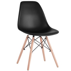 Комплект стульев 4 шт. BRABIX "Eames CF-010", пластик черный, опоры дерево/металл, 532631, 2033A в Златоусте