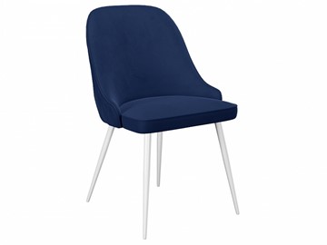 Обеденный стул 256, микровелюр К17 синий, ножки белые в Челябинске - предосмотр