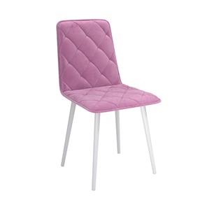 Кухонный стул Антика, велюр тенерифе розовый/Цвет металл белый в Челябинске - предосмотр