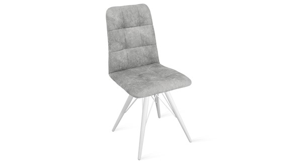 Кухонный стул Аспен К3 (Белый матовый/Микровелюр Wellmart Silver) в Магнитогорске - изображение