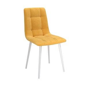 Обеденный стул Белла, велюр тенерифе куркума/Цвет металл белый в Миассе