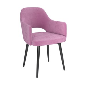 Кухонный стул Берта, велюр тенерифе розовый/Цвет металл черный в Магнитогорске