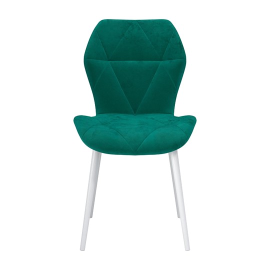 Обеденный стул Дора, велюр тенерифе изумруд/Цвет металл белый в Миассе - изображение 1