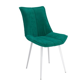 Обеденный стул Фло, велюр тенерифе изумруд/Цвет металл белый в Копейске