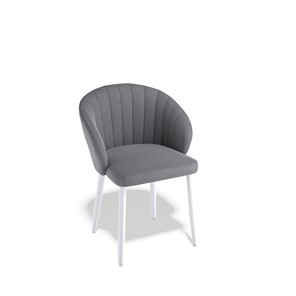 Кухонный стул Kenner 170KV белый/серый велюр в Магнитогорске
